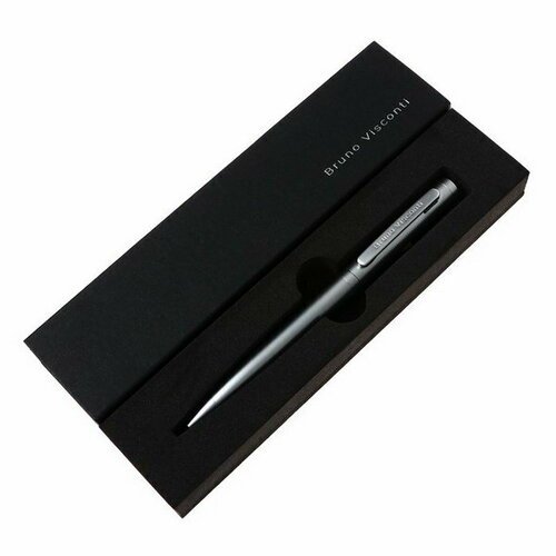 Ручка шариковая поворотная, 1.0 мм, FIRENZE, стержень синий, металлический корпус Soft Touch серебристый, в футляре