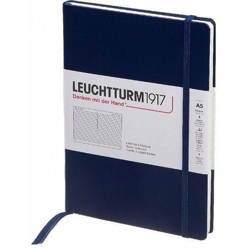 Leuchtturm 342922 Блокнот leuchtturm classic, a5, 80 г/м2, 251 стр, в линейку, твердая обложка, синий неви
