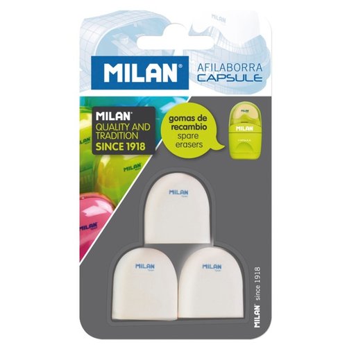 Ластик Milan Ластик Milan CAPSULE для ластикоточилки, каучук, 3 шт в блистере (BNM10258)