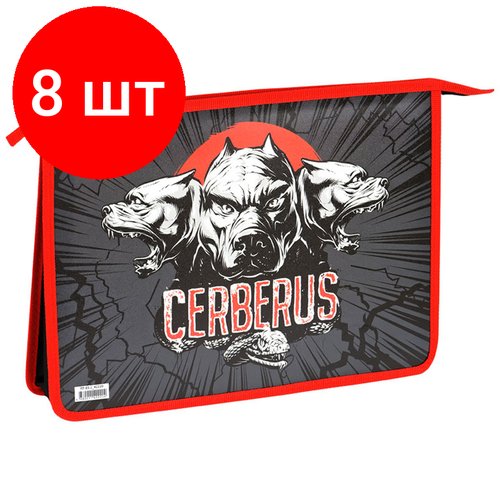 Комплект 8 шт, Папка для тетрадей 2 отделения А4 ArtSpace 'Cerberus', пластик, на молнии