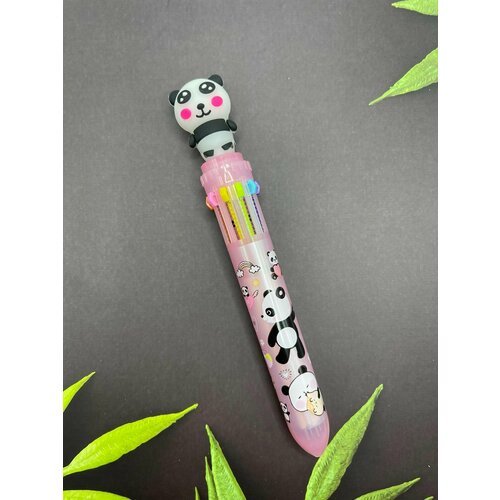 Ручка шариковая 'Панда розовая'автоматическая ; многоцветная 10 цветов.