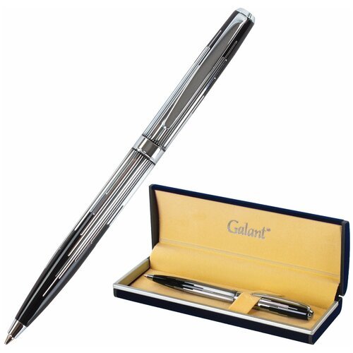 Ручка подарочная шариковая GALANT 'Offenbach', корпус серебристый с черным, хромированные детали, пишущий узел 0,7 мм, синяя, 141014