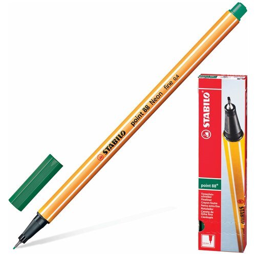 Ручка капиллярная (линер) STABILO 'Point 88', зеленовато-бирюзовая, корпус оранжевый, линия письма 0,4 мм, 88/53