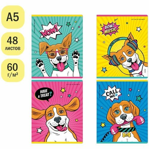 Тетрадь 48л, А5, клетка ArtSpace 'Питомцы. Comic animals', эконом (20 шт)