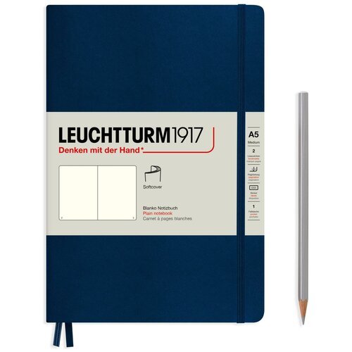 Блокнот Leuchtturm Medium A5 61л без линовки мягкая обложка Синий Неви