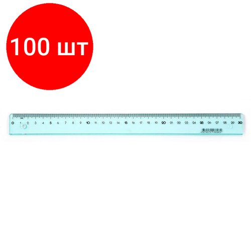 Комплект 100 штук, Линейка 30см Attache Bright Colours голубая