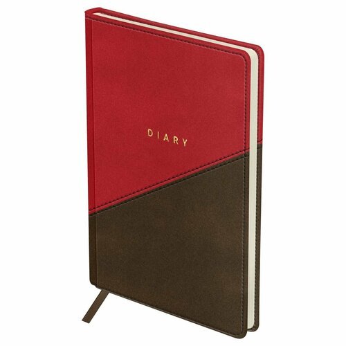 Ежедневник недатированный A5, 136л, кожзам, OfficeSpace 'Duo', красно-коричневый