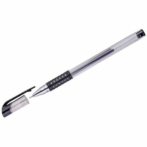 Ручка гелевая OfficeSpace черная, 0,5мм, грип, игольчатый стержень (1 шт)