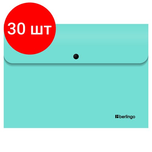 Комплект 30 шт, Папка-конверт на кнопке Berlingo 'Instinct' А4, 330мкм, мятный