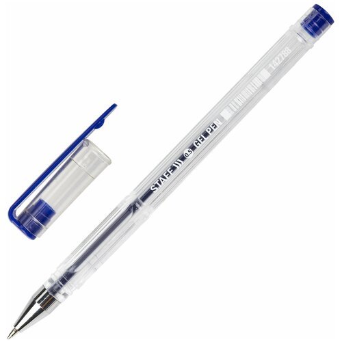 Ручка гелевая STAFF 'Basic' GP-789, синяя, корпус прозрачный, хромированные детали, узел 0,5 мм, 142788 - 50 шт.