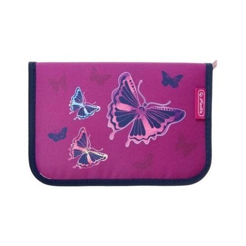 Herlitz Пенал Glitter Butterfly, 50020928, фиолетовый