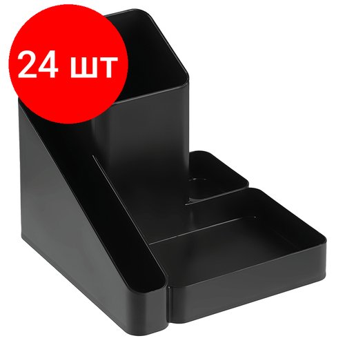 Комплект 24 шт, Настольная подставка СТАММ 'Имидж', пластиковая, черная
