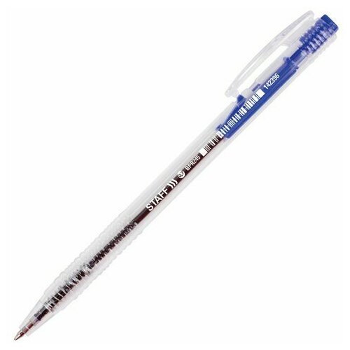 Ручка шариковая автоматическая STAFF 'Basic' BPR-245, синяя, корпус прозрачный, 0,7 мм, линия письма 0,35 мм, 142396