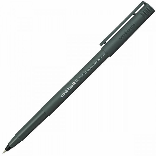 Ручка-роллер Uni-Ball II Micro, черная, корпус черный, узел 0,5 мм, линия 0,24 мм, UB-104 Black