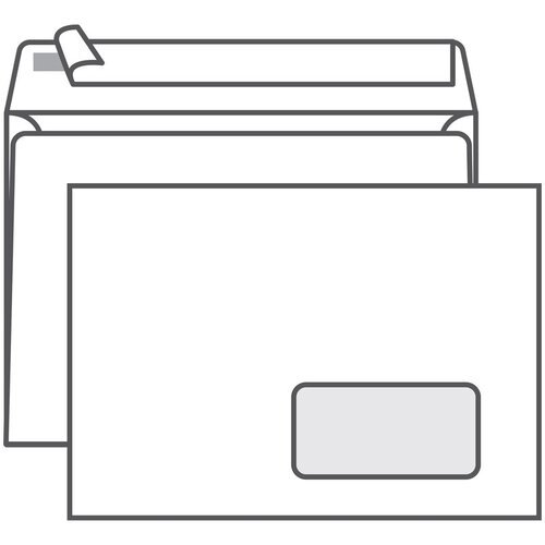 Конверт C5 Ряжская печатная фабрика 162*229мм б/подсказа с прав окном отр лента 1000 шт