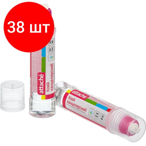 Комплект 38 штук, Клей канцелярский жидкий 50мл Attache с силиконовым наконечником