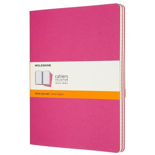 Блокнот Moleskine CAHIER JOURNAL CH021D17 Xlarge, 190х250 мм, обложка картон, 120 страниц, линейка, розовый неон (3 штуки)