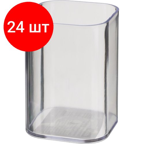 Комплект 24 штук, Подставка-стакан для канцелярских принадлежностей Attache office прозрачный