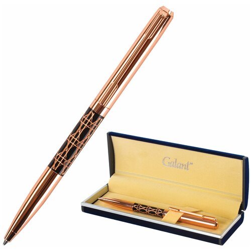 Ручка подарочная шариковая GALANT «Interlaken», корпус золотистый с черным, золотистые детали, пишущий узел 0,7 мм, синяя, 141663