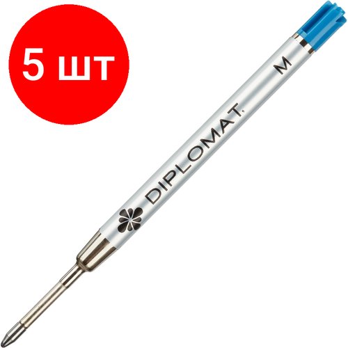 Комплект 5 штук, Стержень шариковый 98мм DIPLOMAT easyFLOW M синий D20000524