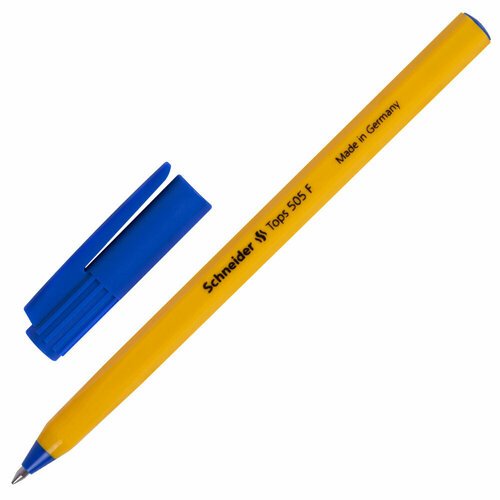 Ручка шариковая SCHNEIDER (Германия) 'Tops 505 F', синяя, корпус желтый, узел 0,8 мм, линия письма 0,4 мм, 150503 упаковка 50 шт.