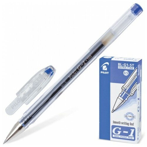Ручка гелевая PILOT 'G-1', корпус прозрачный, узел 0,5 мм, линия 0,3 мм, синяя, BL-G1-5T