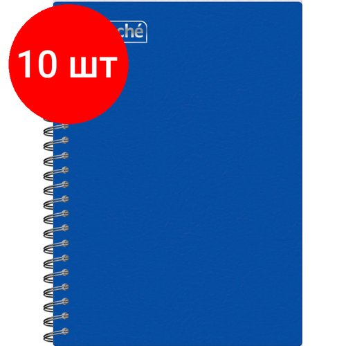 Комплект 10 штук, Бизнес-тетрадь А5-,96л, гребень, обл. пластик, клетка, Attache Plastic, синий