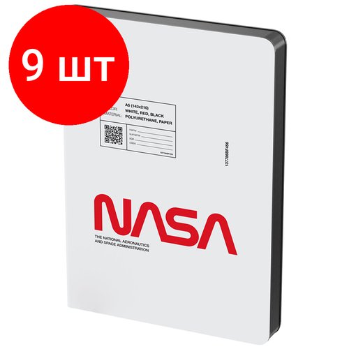 Комплект 9 шт, Ежедневник недатированный, А5, 136л, кожзам, Berlingo 'Ad Astra', черный срез, белый, с рисунком