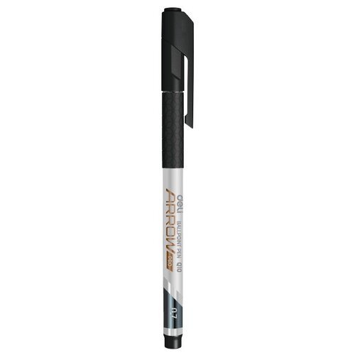 Ручка шариков. Deli Arrow EQ10-BK серый мет./черный d=0.7мм черн. черн. резин. манжета
