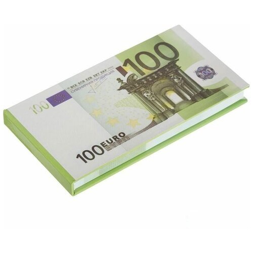 Блокнот-визитка для записей и заметок в линейку отрывной пачка денег 100 евро