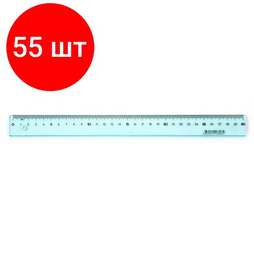 Комплект 55 штук, Линейка 30см Attache Bright Colours голубая