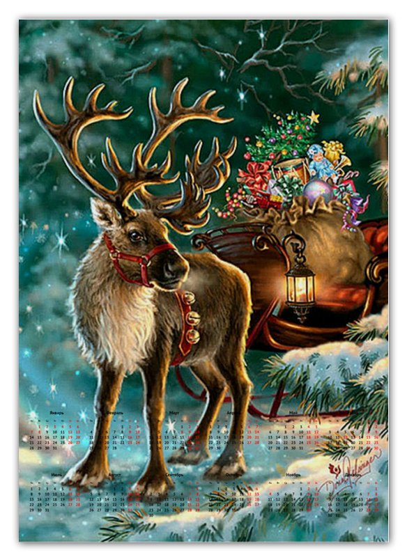 Printio Календарь А2 Рождественский олень