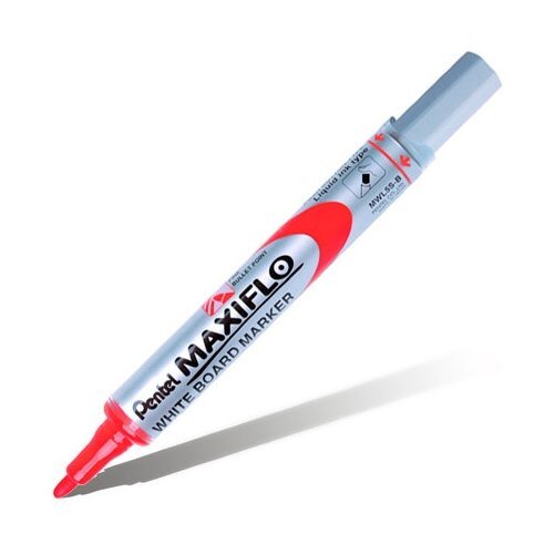 Маркер для белой доски PENTEL Maxiflo MWL5S-B, с жидкими чернилами, кнопкой подкачки чернил, круглый наконечник, красный