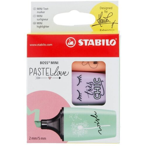 'Stabilo' Набор текстовыделителей BOSS MINI Pastellove 2-5 мм мятный, лавандовый, персиковый 07/03-47