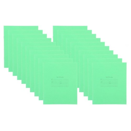 Краснокамский полиграфический комбинат Упаковка тетрадей Зелёная обложка 679443, 20 шт., линейка, клетка, 1 шт., зеленый