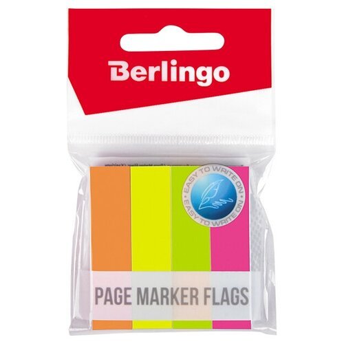 Berlingo Флажки-закладки 12х50 мм, 100 л х 4 неоновых цвета (LSz_50124) ассорти 400 листов