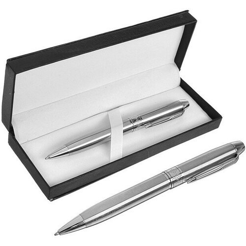 Ручка подарочная, шариковая 'Стиль' в кожзам футляре, поворотная, стальной корпус