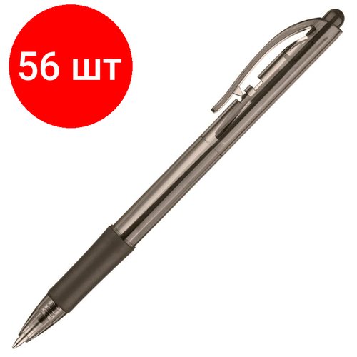 Комплект 56 штук, Ручка шариковая автомат. PENTEL BK417-А рез. манж. черн ст. 0.7мм