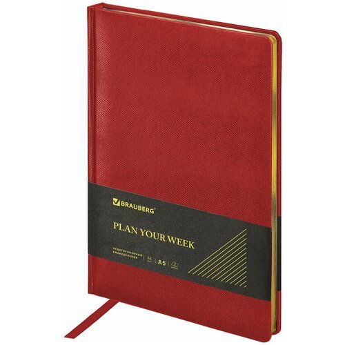 Еженедельник-планер (планинг) / записная книжка / блокнот недатированный А5 145х215мм Brauberg Iguana, под кожу, 64 листа, красный, 114477