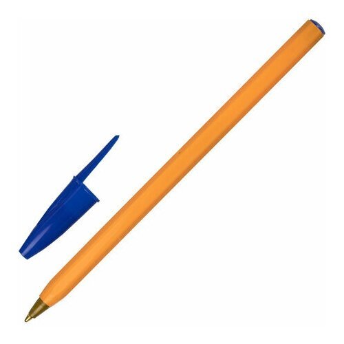 Ручка шариковая STAFF 'Basic Orange BP-01', письмо 750 метров, синяя, длина корпуса 14 см, узел 1 мм, 143740, 17 штук
