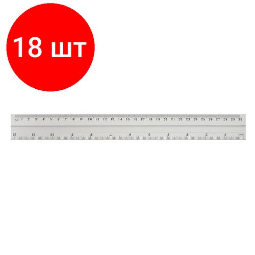 Комплект 18 штук, Линейка металлич. 30см Attache Line