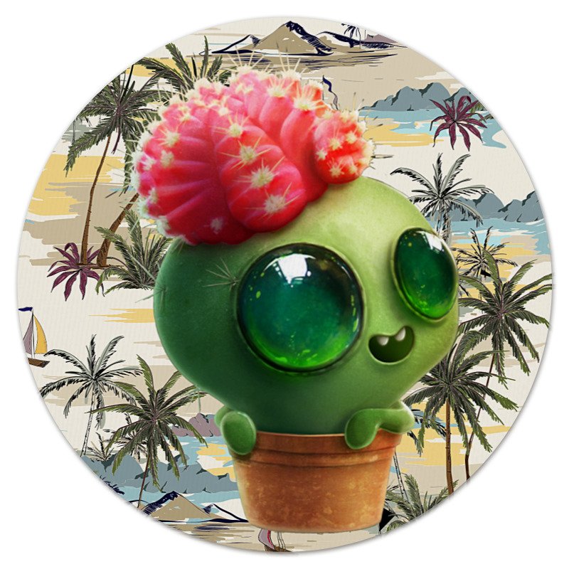 Printio Коврик для мышки (круглый) Funny cactus