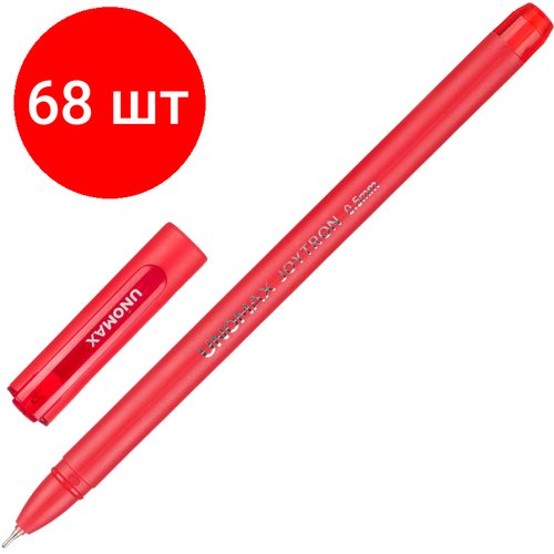 Комплект 68 штук, Ручка шариковая неавтомат. Unomax Joytron, д. ш.0.5 мм, л.0.3 мм, красн