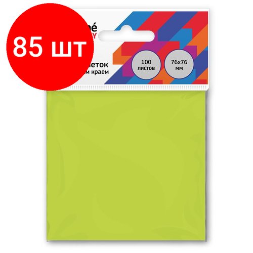 Комплект 85 штук, Стикеры Attache Economy с клеев. краем 76x76 мм 100 лист неоновый зеленый