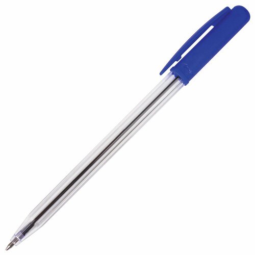 Ручка шариковая автоматическая STAFF 'Basic' BPR-243, синяя, корпус прозрачный, узел 0,8 мм, линия письма 0,4 мм, 141673 упаковка 100 шт.