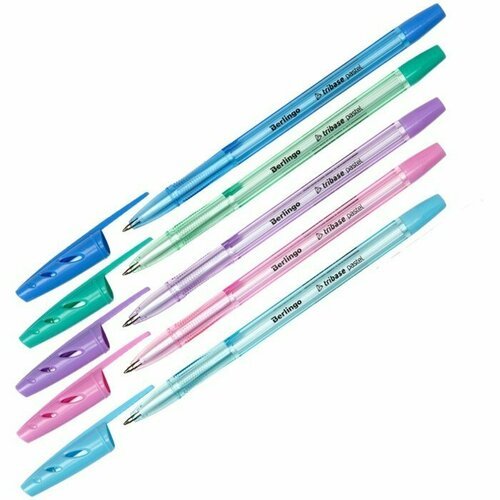 Ручка шариковая Tribase Pastel, узел 0.7 мм, чернила синие, микс (комплект из 100 шт)