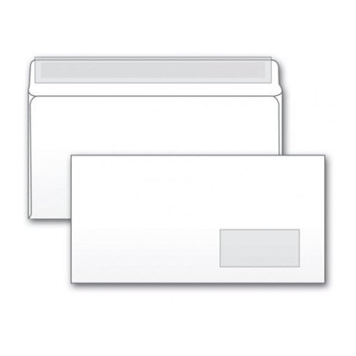 Конверт Buro 125638 E65 110x220мм с правым окном белый силиконовая лента 80г/м2 (pack:1000pcs)