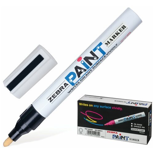 Маркер-краска перманентный (нестираемый) ZEBRA 'Paint', 2 мм, черный, круглый наконечник, MOP-200M-BK