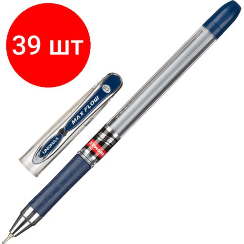 Комплект 39 штук, Ручка шариковая неавтомат. Unomax/Unimax Max Flow 0.7мм, син, масл, манж