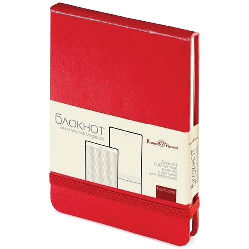 Блокнот Bruno Visconti Megapolis Reporter А6, 100 листов, красный 3-104/04, красный, цвет бумаги бежевый